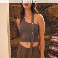 SALISA - KNIT HALTER PF24 Top Taupe (Import Italian Wool Yarns) เสื้อคล้องคอ ผ้านิตวูล
