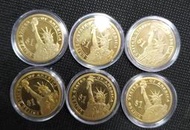 美國錢幣 2007 美金1元金色硬幣 真幣，6個乙組一齊賣。