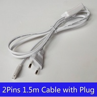 2 Pins EU Plug with Switch 1.5m T4 T5 T8 LED Tube Lamp Connector Cable Wire