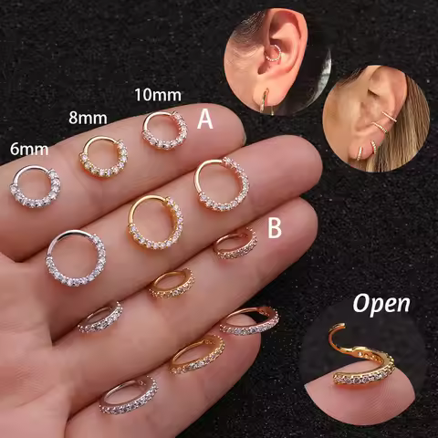 1PC 6-10mm Cz Nose Hoop Nostril Ring Flower Helix Cartilage Tragus Earring 20gx8mm Cz Cartilage Hugg