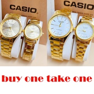 Casio  Buy 1 take 1  Couple Watch 18K Gold Watch for Women and Men Wedding set Watch waterproof