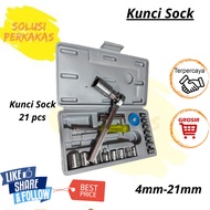MESIN 21 PCS Socket Wrench Set/Socket Wrench Set for Engine Workshop Tools/Shock Socket Wrench 4mm-2