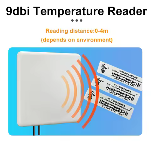 UHF RFID Reader 5-8m UHF EPC G2 ISO-18000-6C RFID Integrated Reader Read Temperature Label Tags 3-4M