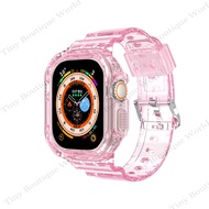 กีฬาล้างสายสำหรับ Apple Watch อัลตร้า TPU กรณีใสสร้อยข้อมือซิลิโคนสำหรับฉันดูซีรีส์8อัลตร้า49มิลลิเมตรอุปกรณ์เสริม