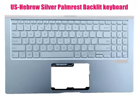 US-Hebrew Silver Palmrest Backlit keyboard for ASUS ZenBook 15'' UX533F UX533FD UX533FN 90NB0JX2-R31