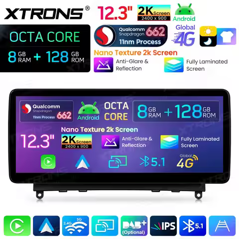 XTRONS 12.3" Android 2K Car Multimedia Player For Benz C-Class W204 Octa Core 8+128G Car Radio With 