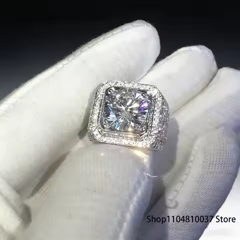 Men's 925 Sterling Silver Ring with 2ct Simulated Diamond Engagement Wedding Band Sapphire Jewelry f