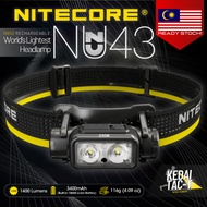 NITECORE NU43 - 1400 Lumen CW Spotlight + Floodlight Rechargeable Headlamp - - in