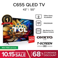 2024 TCL C655 4K QLED 43 50 inci | AI Smart  TV | Penjagaan mata