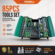 VODELL Premium CR-V 85pcs Ratchet Box Socket Set Combination Wrench Spanner Tools Set Soket Alatan