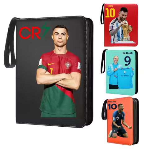 400pcs Football Star PU 4 Card Slots Zipper Photo Album Card Album Loose-leaf Messi Ronaldo Figur Co