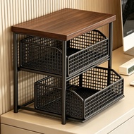 [in stock] Printer storage shelf, small double-layer cabinet with drawers, office desktop copier sto