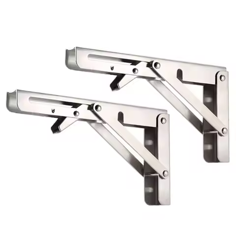 2Pcs Triangle Folding Angle Shelf Bracket Heavy Duty Stainless Steel Collapsible Shelf Bracket for T