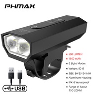 PHMAX ไฟฉายไฟ LED ชาร์จ USB ได้อลูมิเนียมสำหรับจักรยานไฟฉายคุณภาพสูงไฟหน้าไฟหน้าจักรยานกันน้ำอุปกรณ์เสริมจักรยาน