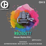 ENGINE BAY OH9 RB26DETT for SKYLINE R34 DIECAST 1/64