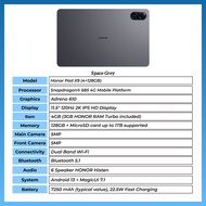 HONOR Pad X9 LTE 7(4GB+3GB)+128GB 11.5" 120Hz 2K HONOR Fullview Display | Surround 6 Speakers | Larg