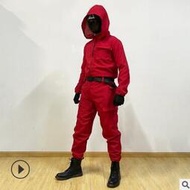 💥8折下殺·免運💥魷魚遊戲cos服萬聖節新款紅色連體衣squid game服裝演出裝扮服