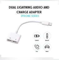 KABEL LIGHTNING SPLITTER AUDIO & CHARGE ADAPTER CABLE DUAL LIGHTNING IPHONE