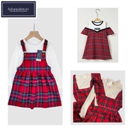 [18M-8Y] CHECKERED FLENNEL OVERALL DRESS KIDS GIRL