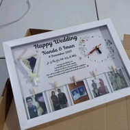 30x25cm jam dinding lampu hias buket bunga edelweis LED scrap box bingkai frame pigura foto popup 3D