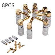 8pcs Copperamp;aluminium Nakamichi Right Angle 90 Degree 4mm Gold-plated Banana Plug For Video Speaker Adapter Audio Connector