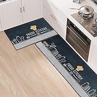 7VSTOHS Kitchen Rugs Set of 2, Non-Slip Kitchen Mats, Washable Kitchen Mats and Rugs Set, for Hallwa