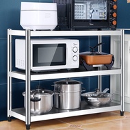 Kitchen Rack Floor Stainless Steel Multi-layer Microwave Oven Rack Multifunctional Three-layer Rack