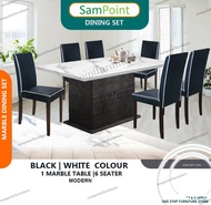 Siap pasang _ SamPoint 6 Seater Marble Table Seat Dining Set 1 Table + 6 Chairs Ready Stock + Free Shipping (Meja Makan 6 Kerusi)