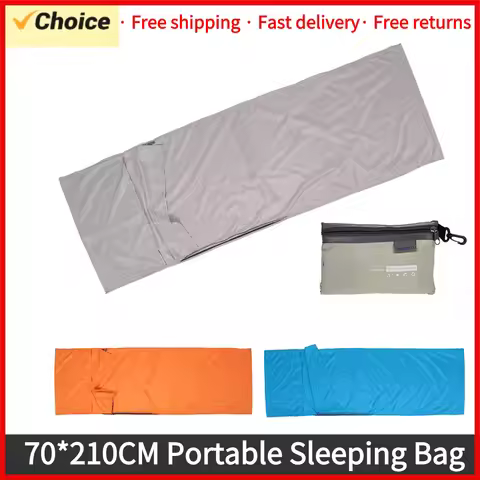 70*210CM Portable Polyester Sleeping Bag Liner with Pillowcase Lightweight Outdoor Travel Camping Hi