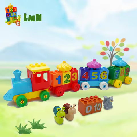 Big Size Building Blocks Set Compatible Duplo Train Animals Digital Model Toddlers Educational Cars 