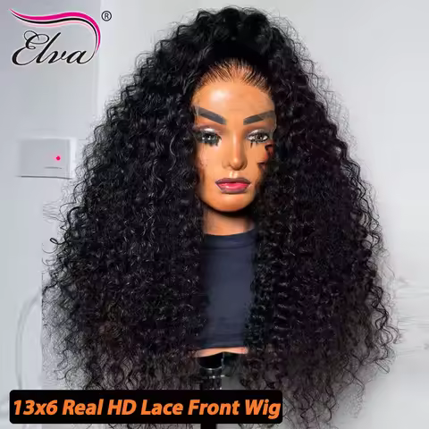 Elva Hair Burmese Curly Human Hair 13x6 HD Lace Frontal Wig Pre Plucked Glueless Wig 6x6 9x6 HD Lace