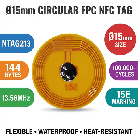 15mm NTAG213 FPC RFID Tag Mini Flexible High Frequency NFC Electronic Mini Asset Tag with NXP NTAG21