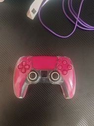 PS5 DualSense 遊戲手掣 粉紅色 透明保護殼