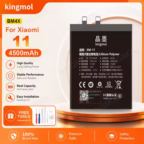 KINGMOL BM4X BM58 BM4N BM3L BM3E Replacement Battery for Xiaomi 11T Pro 11 Pro 10 9 SE 8 Real Capaci