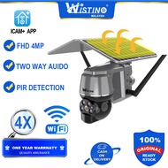 Wistino FHD 4MP Outdoor WIFI/4G 4x digital zoom Solar Camera 21700 Battery IP66 Waterproof PIR Motio
