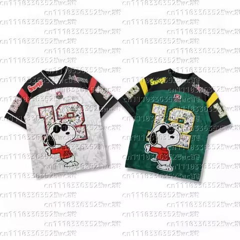 2026 Potdemiel Brand Jersey Animation Snoopy Theme Summer Oversized T-shirt Adult T-shirt Family Mat