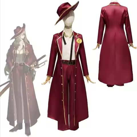Game Limbus Company Valencina Cosplay Costume Thumb Leader Red Uniform Trench Coat Suit Hat Hallowee