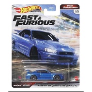 Diecast Hot Wheels NISSAN SKYLINE BNR34 R34 R 34 BNR Blue HW FNF Fast and Furious Superstars Hotwhee
