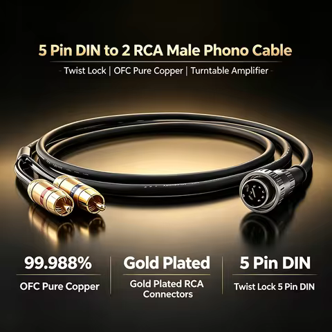 Naim 5 Pin Din Twist Locking Connector to Stereo RCA Phono Cable OFC Copper Pure Audio Cable for Ban