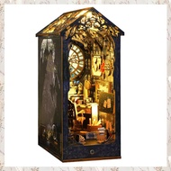 (MDQS) DIY Book Nook Kit DIY Booknook Bookshelf With Lights 3D Wooden Puzzle Decorative For Kids/Adu