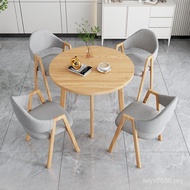 Table Milk Round Dining Table Fashion Tea Shop Leisure Household Customer Combination Reception Simp