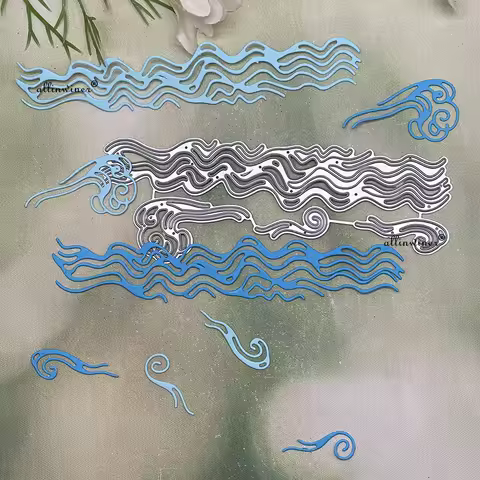 New 4Pcs Water wave strip Metal Cutting Dies for DIY Scrapbooking Album Paper Cards Decorative Craft
