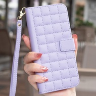 Grid Flip Case For OPPO A60 A16 A74 A54 Reno 11F Realme 12 Pro Plus 11 11X C53 C55 4G 5G PU Leather 