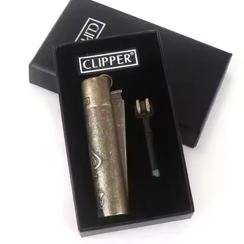New Clipper Spades A Portable Grinding Wheel Flint Inflatable Lighter Metal Fireless Butane Gas Jet 