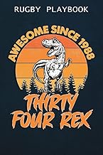 Rugby Playbook :Awesome Since 1988 Men Women Thirty Four Rex 34th Birthday Dinosaur 34 Years Old: Gi