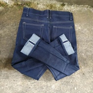 celana jeans denim selvedge 15oz accent blue indigo - 15.oz black 30