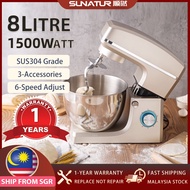 SUNATUR Stand Mixer 1500W Heavy Duty Kitchen Blender with 8L Stainless Steel Bowl Baking Mixer SM-15