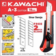 Pisau Cutter cuter Besar Gagang Anti Slip Kawachi Gratis 2 Mata Pisau