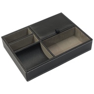 STM🔥QM 1pc Pu Leather Nightstand Tray Organizer For Men Desk Dressing Room Top Storage Box Jewelry Keys Phone Wallet Wat