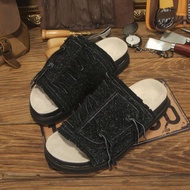 真皮勃肯鞋男厚底包頭半拖鞋外穿懶人一腳蹬拖鞋無後跟